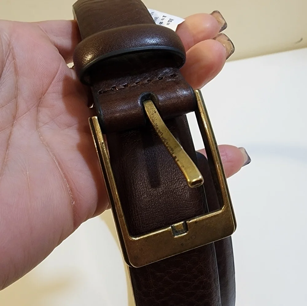 LAND'S END men's Brown Cow Leather Belt size 40